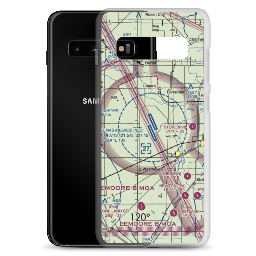 Lemoore Naval Air Station (Reeves Field) Airport (NLC) VFR Sectional Samsung Case Samsung Galaxy S10+ model shown