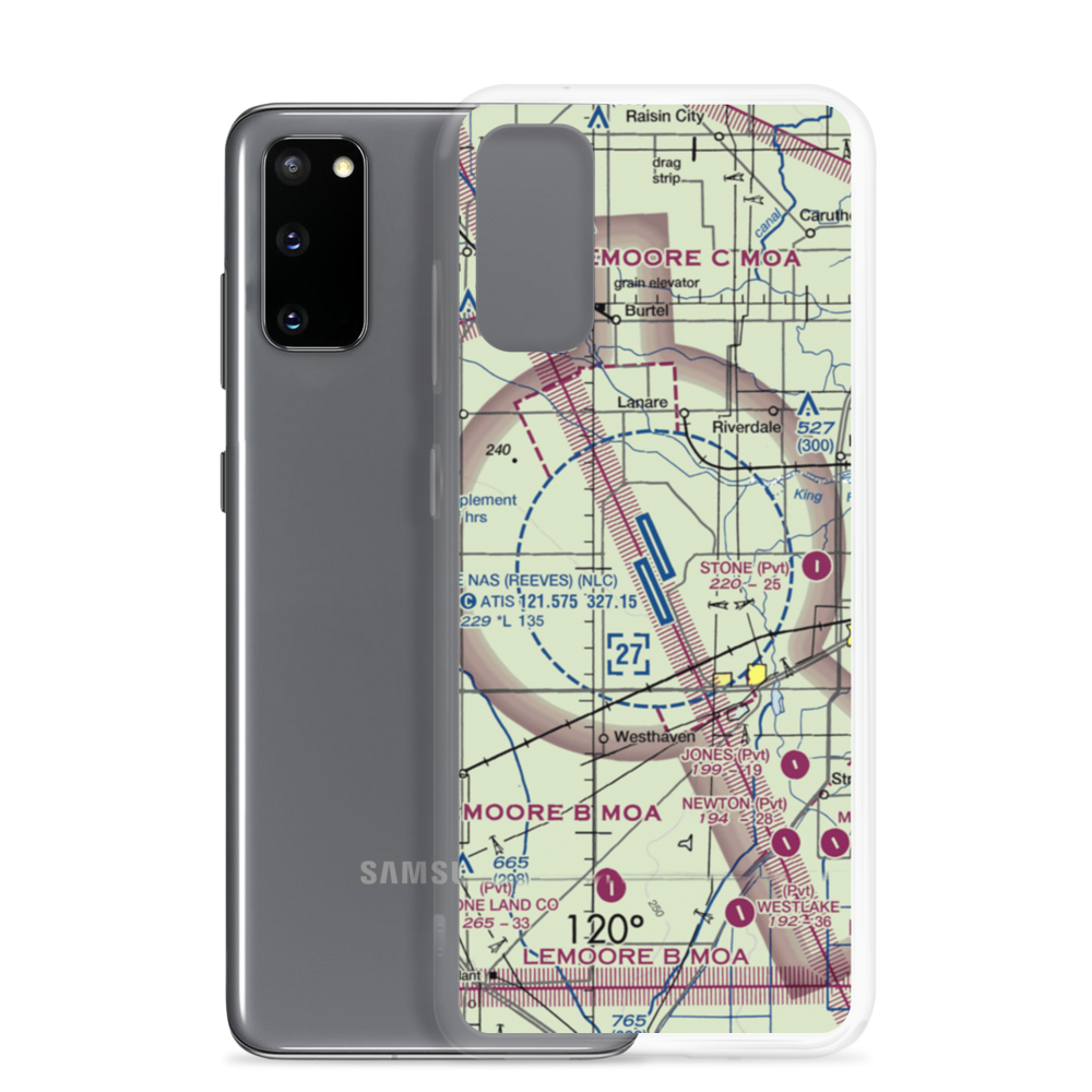 Lemoore Naval Air Station (Reeves Field) Airport (NLC) VFR Sectional Samsung Case Samsung Galaxy S20 model shown