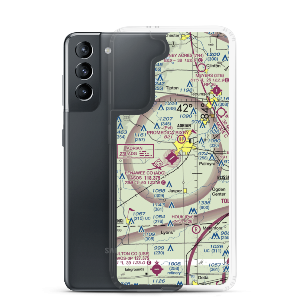 Lenawee County Airport (ADG) VFR Sectional Samsung Case Samsung Galaxy S21 model shown