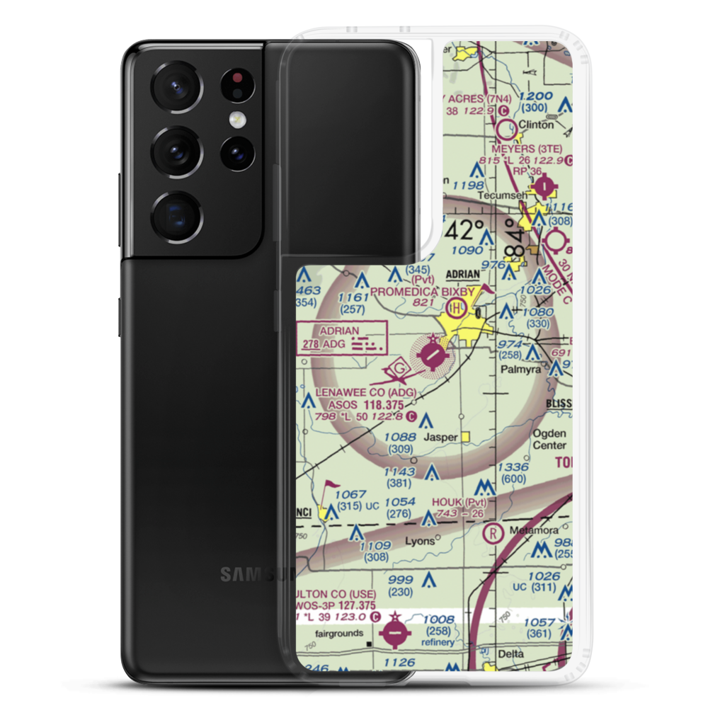 Lenawee County Airport (ADG) VFR Sectional Samsung Case Samsung Galaxy S21 Ultra model shown