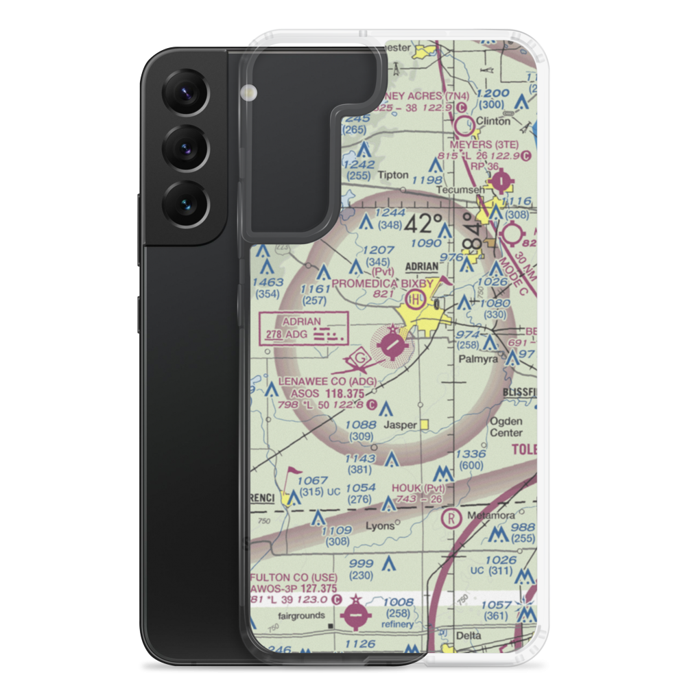 Lenawee County Airport (ADG) VFR Sectional Samsung Case Samsung Galaxy S22 Plus model shown