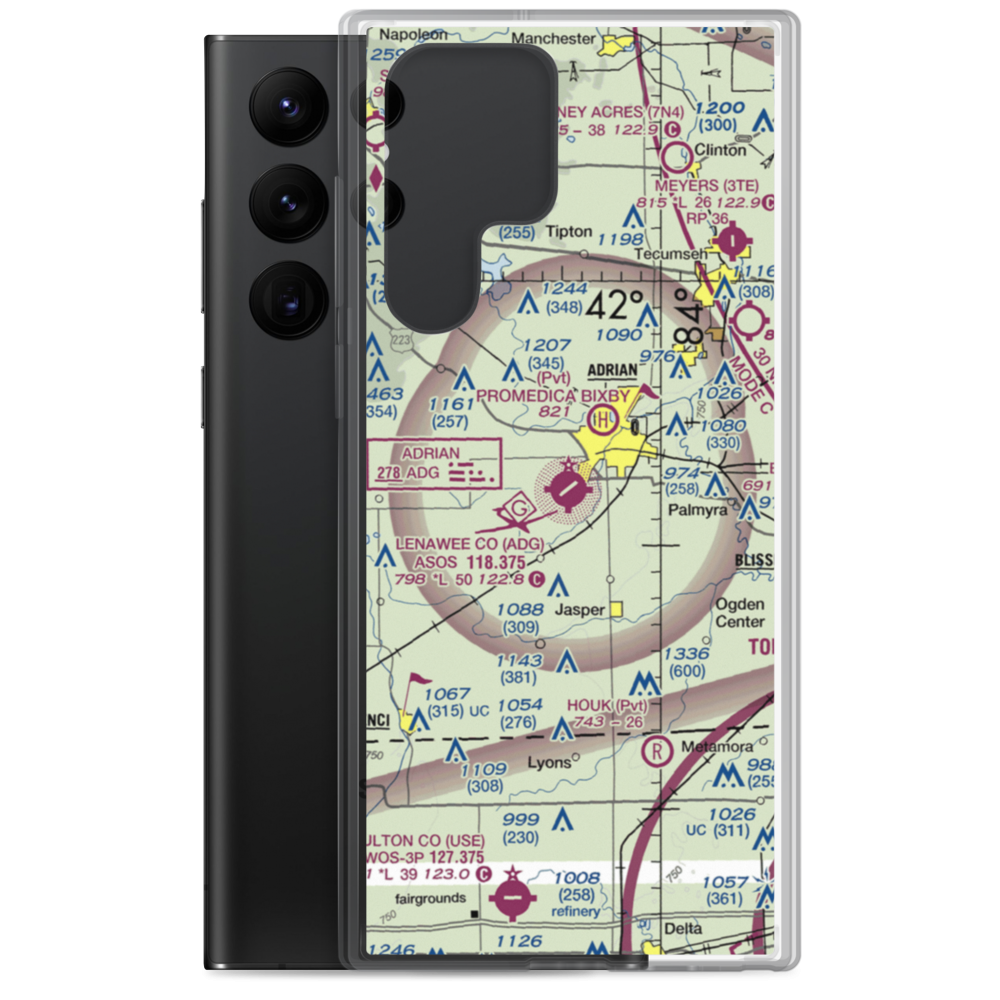 Lenawee County Airport (ADG) VFR Sectional Samsung Case Samsung Galaxy S22 Ultra model shown