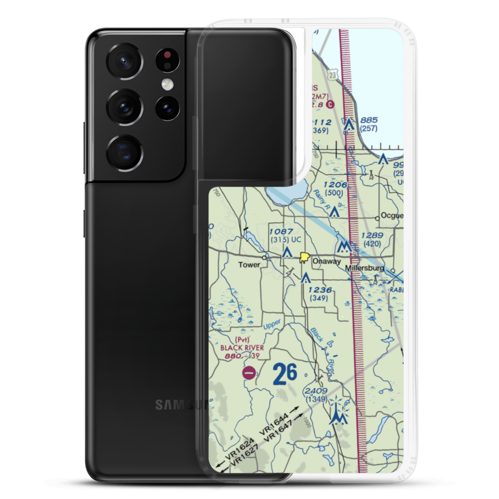 Leo E. Goetz County Airport (Y96) VFR Sectional Samsung Case Samsung Galaxy S21 Ultra model shown