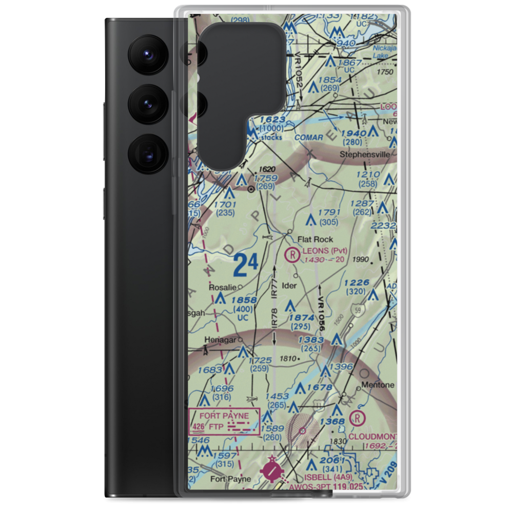 Leon's Landing Airport (4AL7) VFR Sectional Samsung Case Samsung Galaxy S22 Ultra model shown