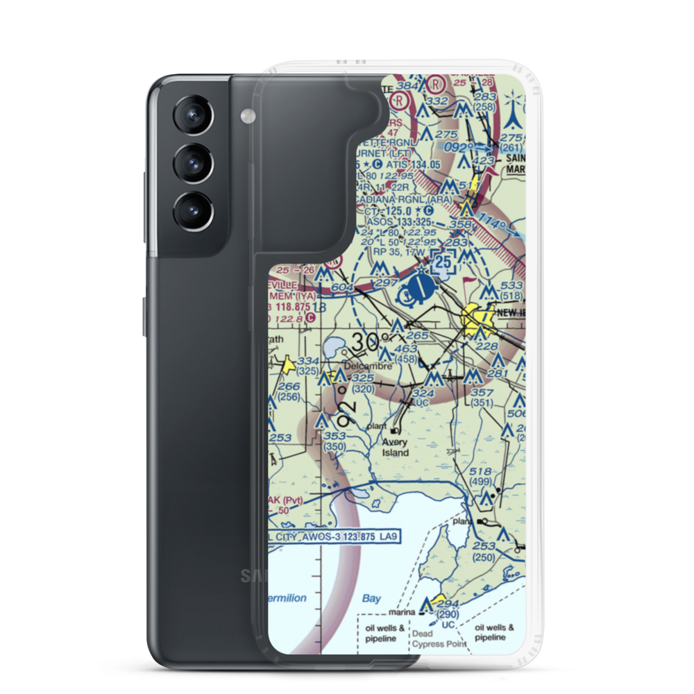 Leonards Airfield & Indust Park Airport (63LA) VFR Sectional Samsung Case Samsung Galaxy S21 model shown