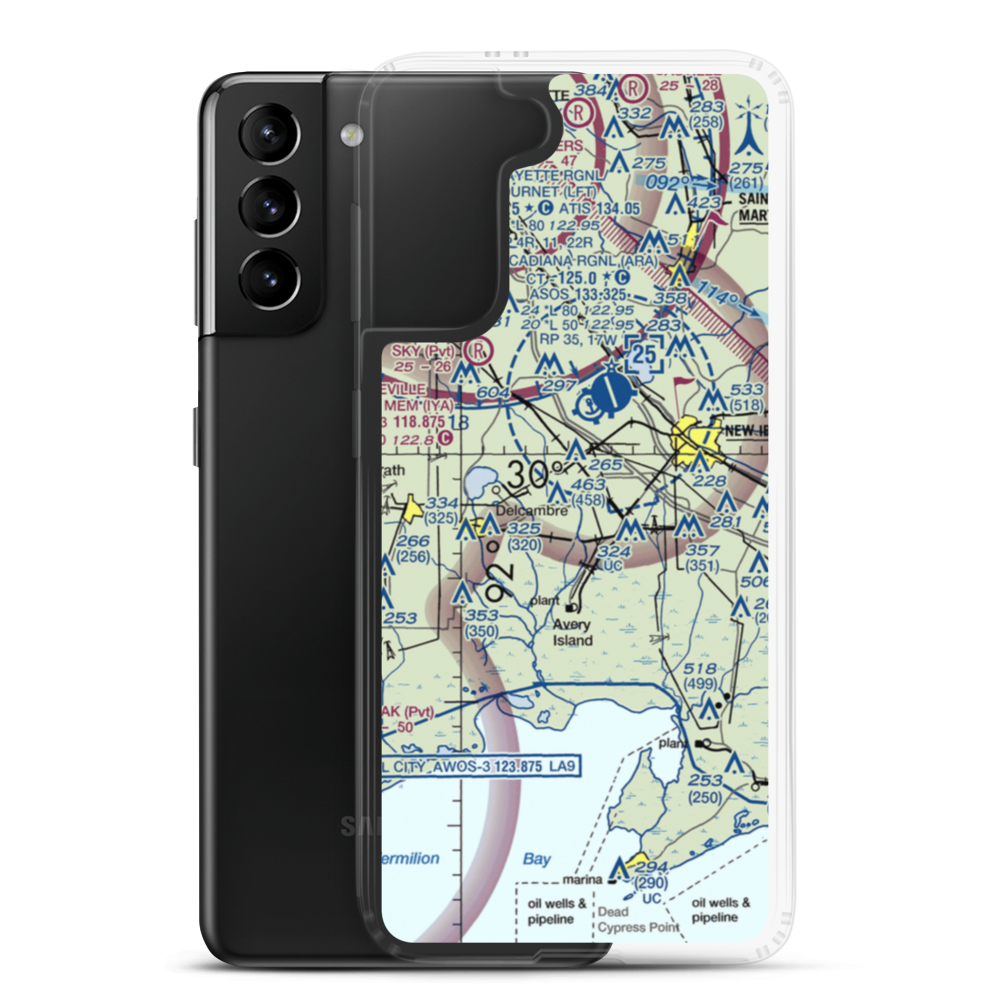 Leonards Airfield & Indust Park Airport (63LA) VFR Sectional Samsung Case Samsung Galaxy S21 Plus model shown