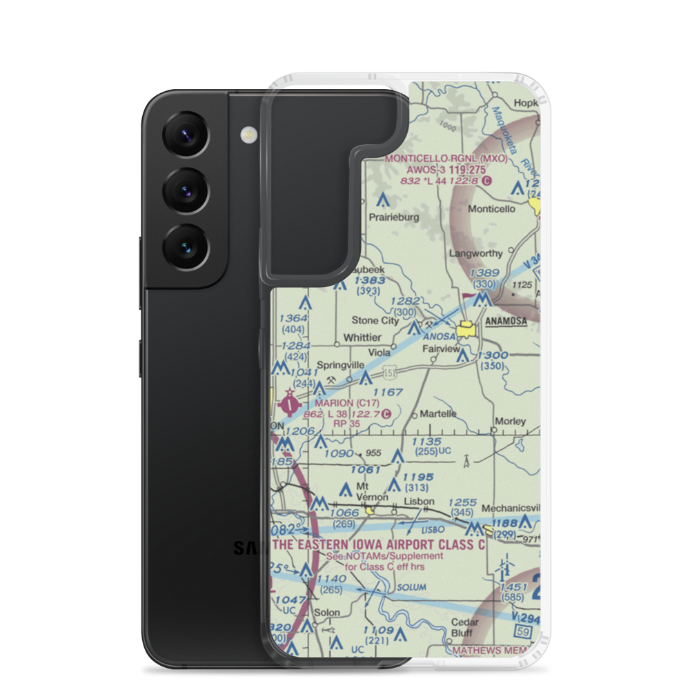 Lerchs Airport (62IA) VFR Sectional Samsung Case Samsung Galaxy S22 model shown