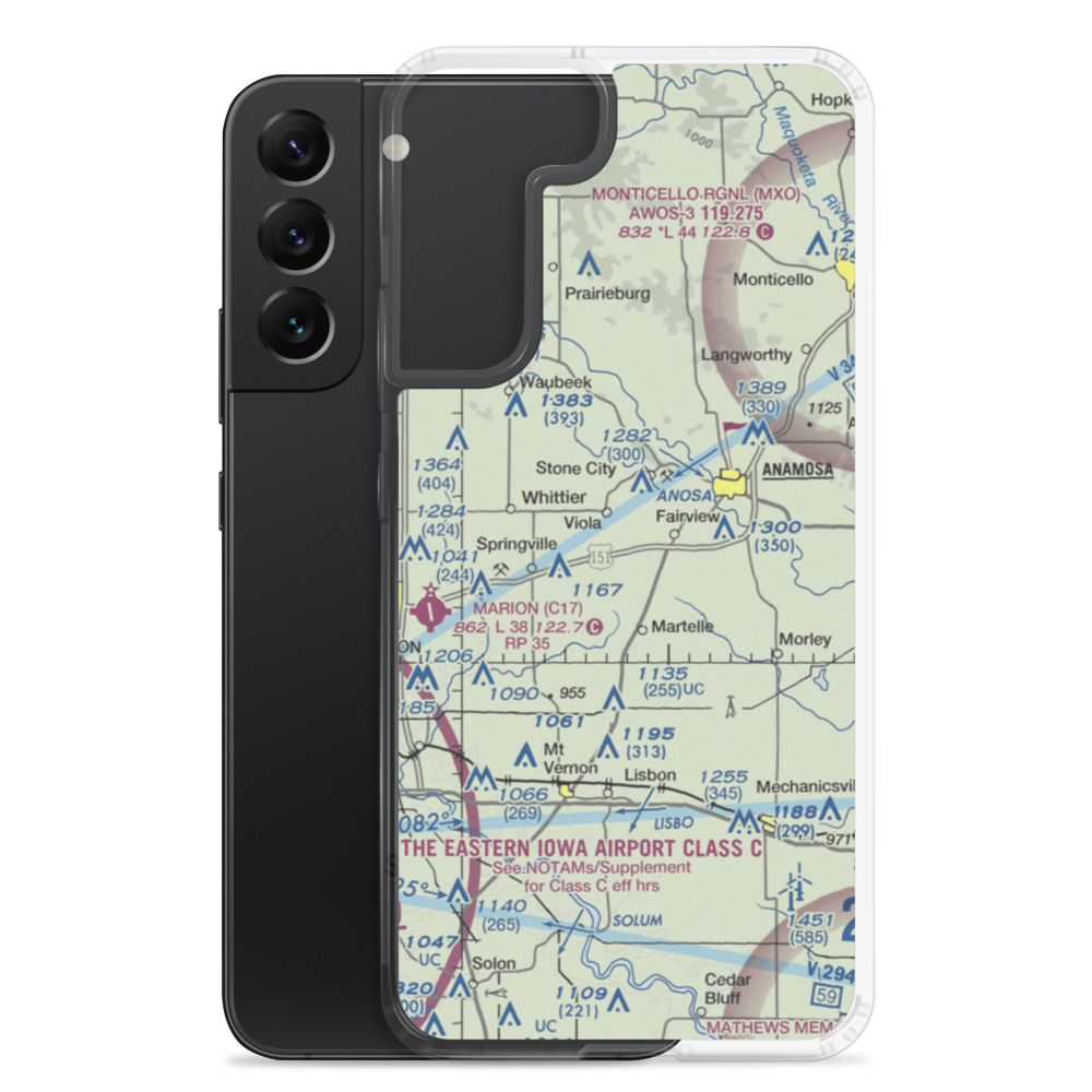 Lerchs Airport (62IA) VFR Sectional Samsung Case Samsung Galaxy S22 Plus model shown