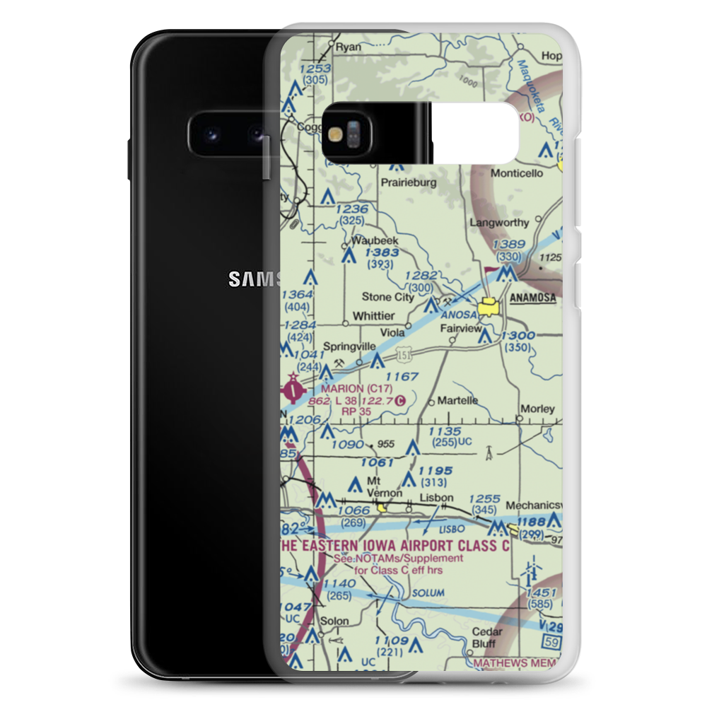 Lerchs Airport (62IA) VFR Sectional Samsung Case Samsung Galaxy S10+ model shown