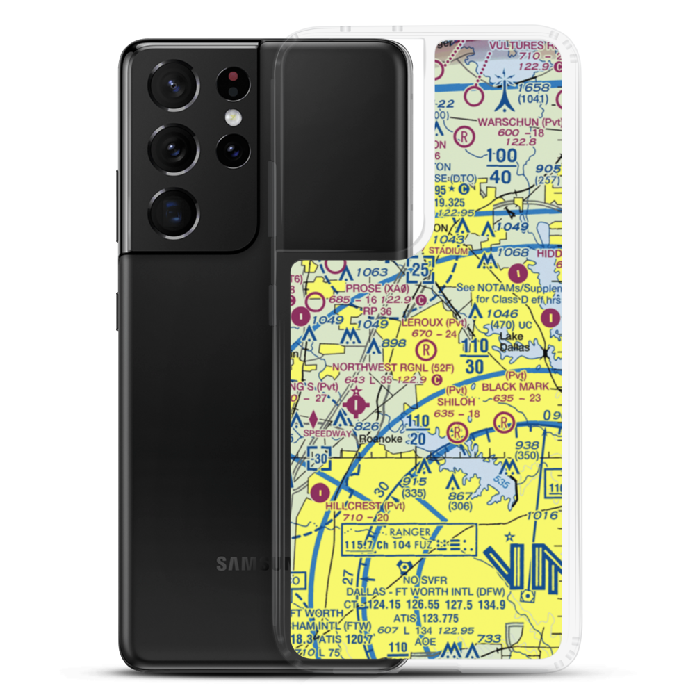 Leroux Airport (TX22) VFR Sectional Samsung Case Samsung Galaxy S21 Ultra model shown