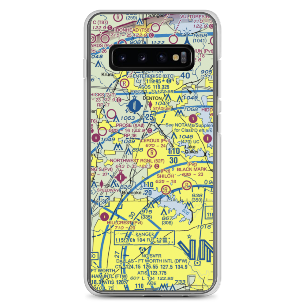Leroux Airport (TX22) VFR Sectional Samsung Case Samsung Galaxy S10+ model shown