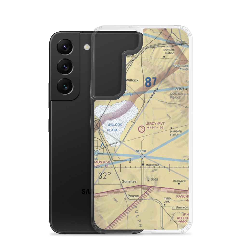 Leroy Airport (4AZ9) VFR Sectional Samsung Case Samsung Galaxy S22 model shown