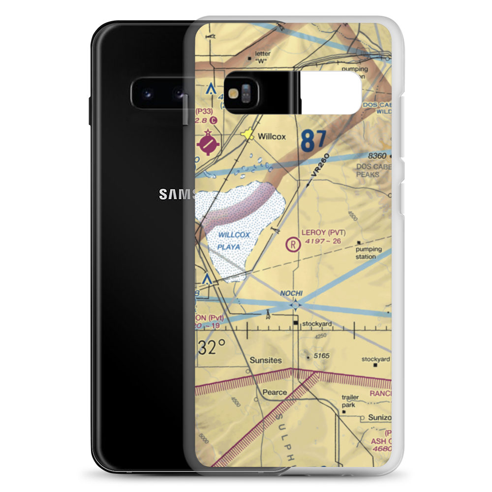 Leroy Airport (4AZ9) VFR Sectional Samsung Case Samsung Galaxy S10+ model shown