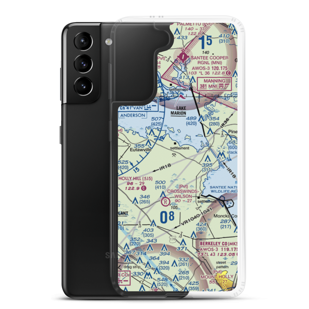 Lesesne Airport (6SC1) VFR Sectional Samsung Case Samsung Galaxy S21 Plus model shown