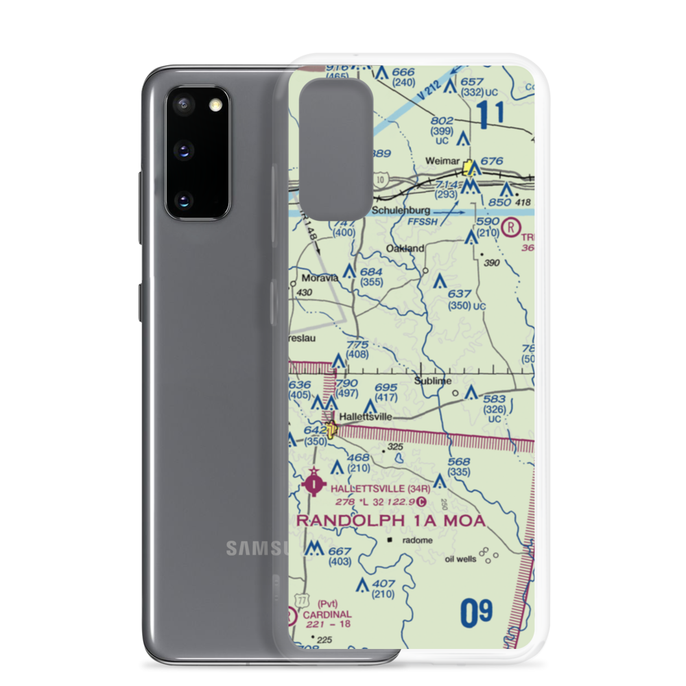 Lesikar Ranch Airport (1T9) VFR Sectional Samsung Case Samsung Galaxy S20 model shown