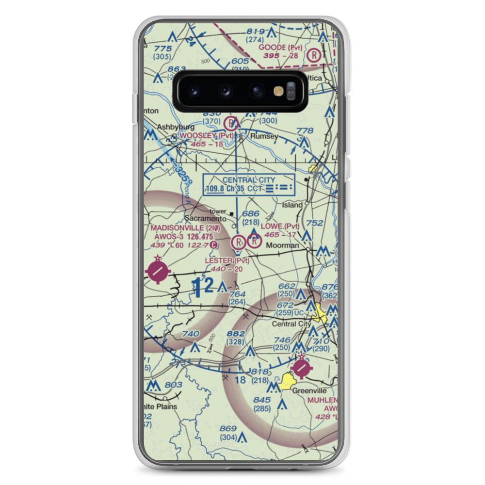 Lester Airfield (17KY) VFR Sectional Samsung Case Samsung Galaxy S10+ model shown