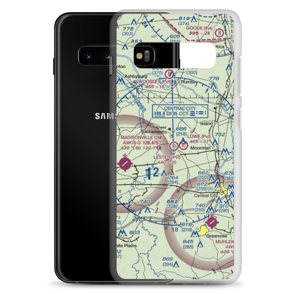 Lester Airfield (17KY) VFR Sectional Samsung Case Samsung Galaxy S10+ model shown