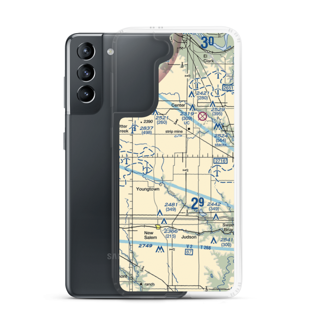 Letzring Airport (ND65) VFR Sectional Samsung Case Samsung Galaxy S21 model shown