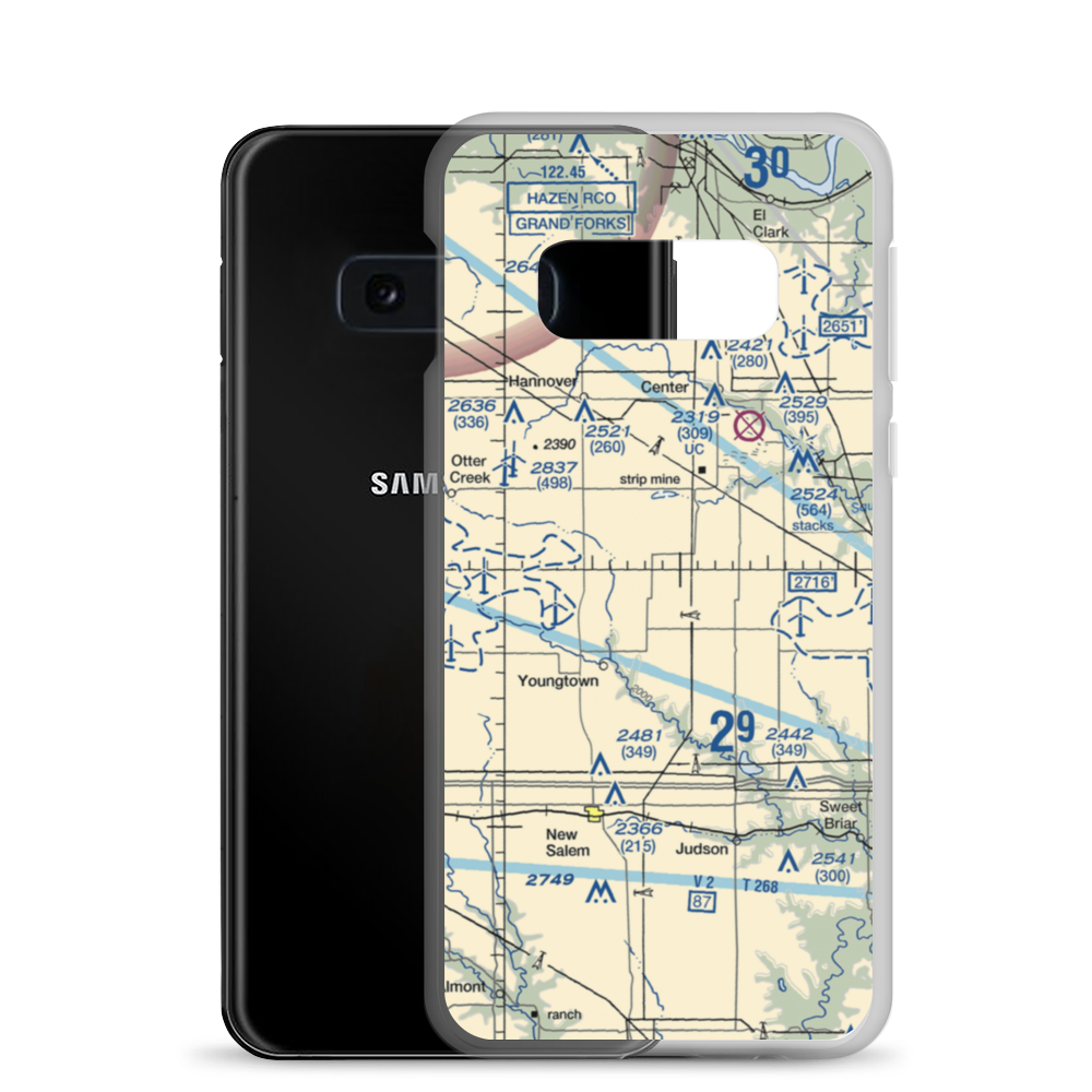 Letzring Airport (ND65) VFR Sectional Samsung Case Samsung Galaxy S10e model shown