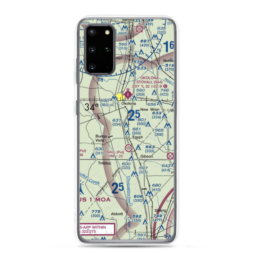 Leuth Flying Service Airport (MS52) VFR Sectional Samsung Case Samsung Galaxy S20 Plus model shown
