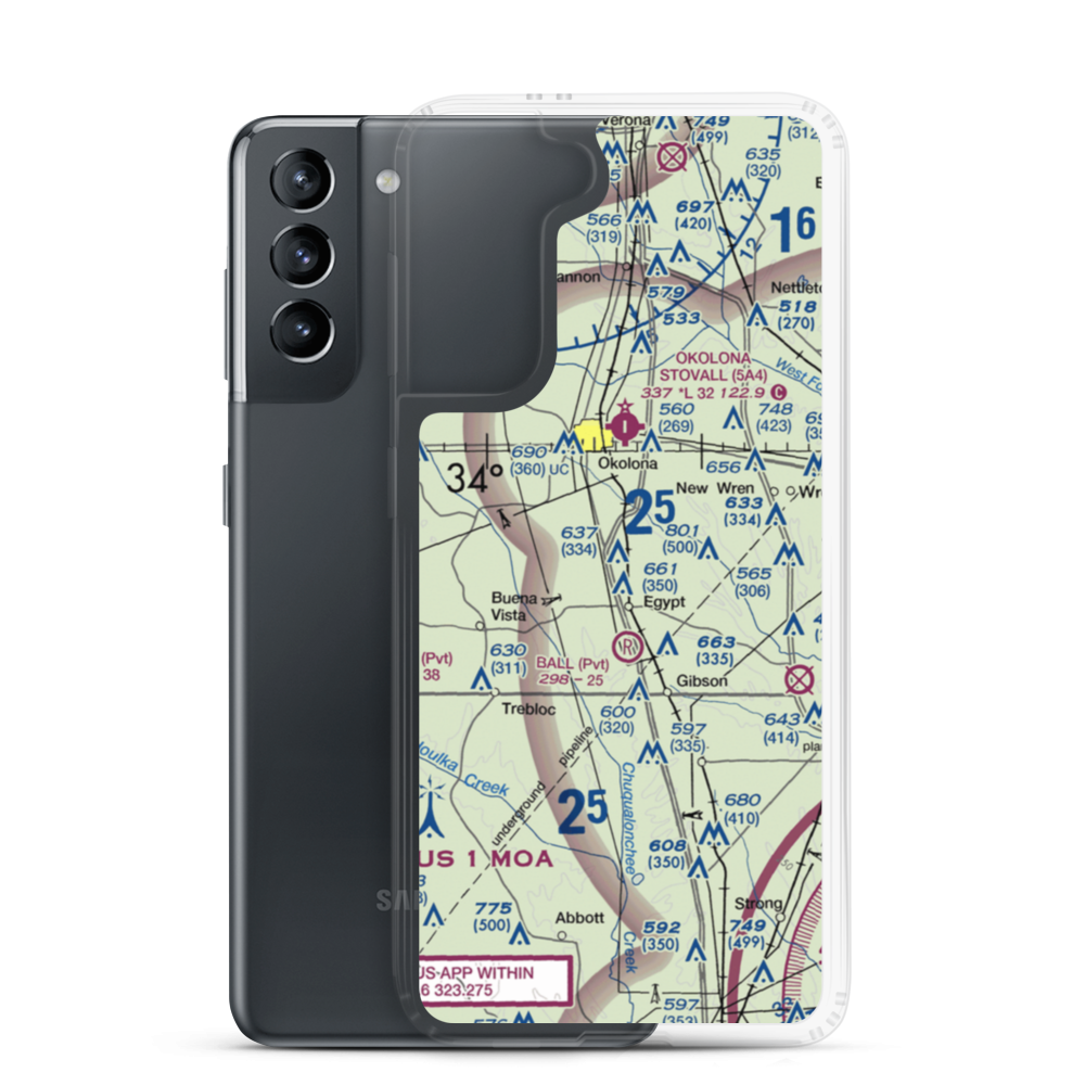 Leuth Flying Service Airport (MS52) VFR Sectional Samsung Case Samsung Galaxy S21 model shown