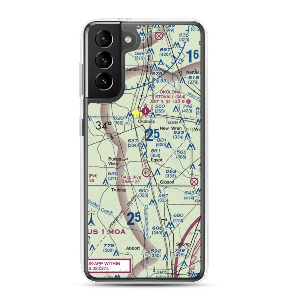 Leuth Flying Service Airport (MS52) VFR Sectional Samsung Case Samsung Galaxy S21 Plus model shown