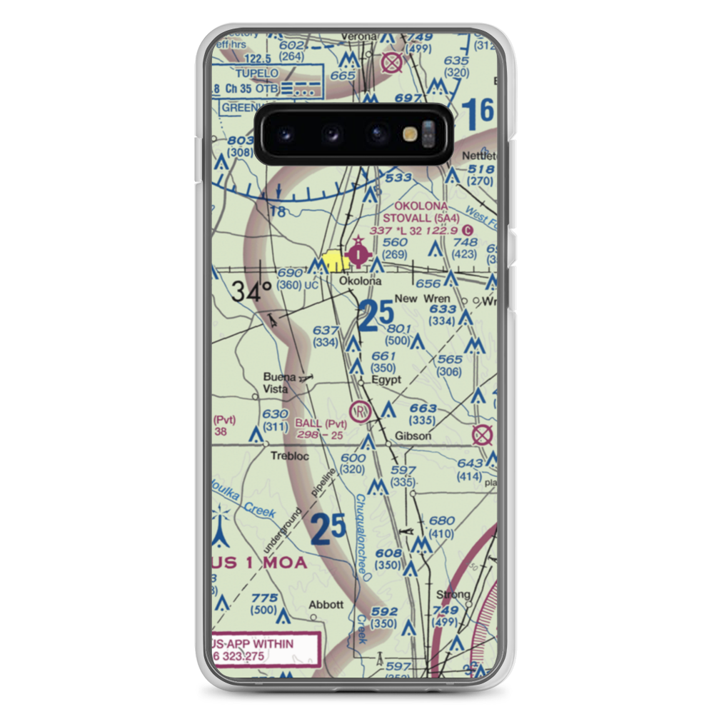 Leuth Flying Service Airport (MS52) VFR Sectional Samsung Case Samsung Galaxy S10+ model shown