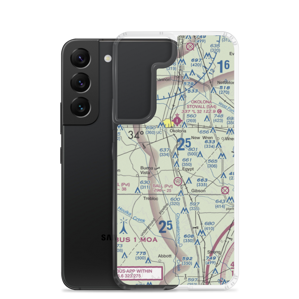 Leuth Flying Service Airport (MS52) VFR Sectional Samsung Case Samsung Galaxy S22 model shown