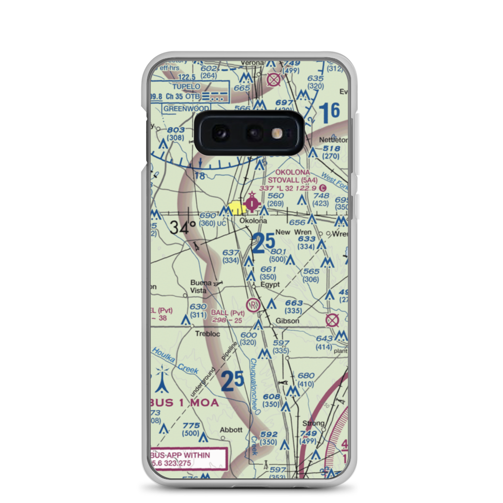 Leuth Flying Service Airport (MS52) VFR Sectional Samsung Case Samsung Galaxy S10e model shown