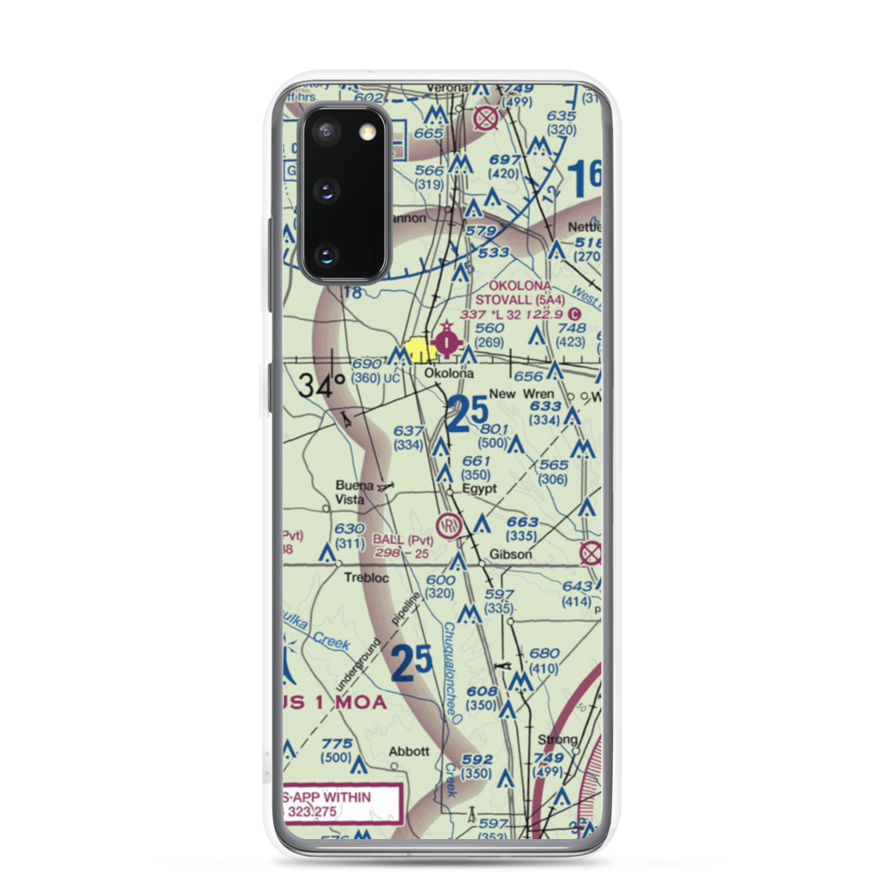 Leuth Flying Service Airport (MS52) VFR Sectional Samsung Case Samsung Galaxy S20 model shown