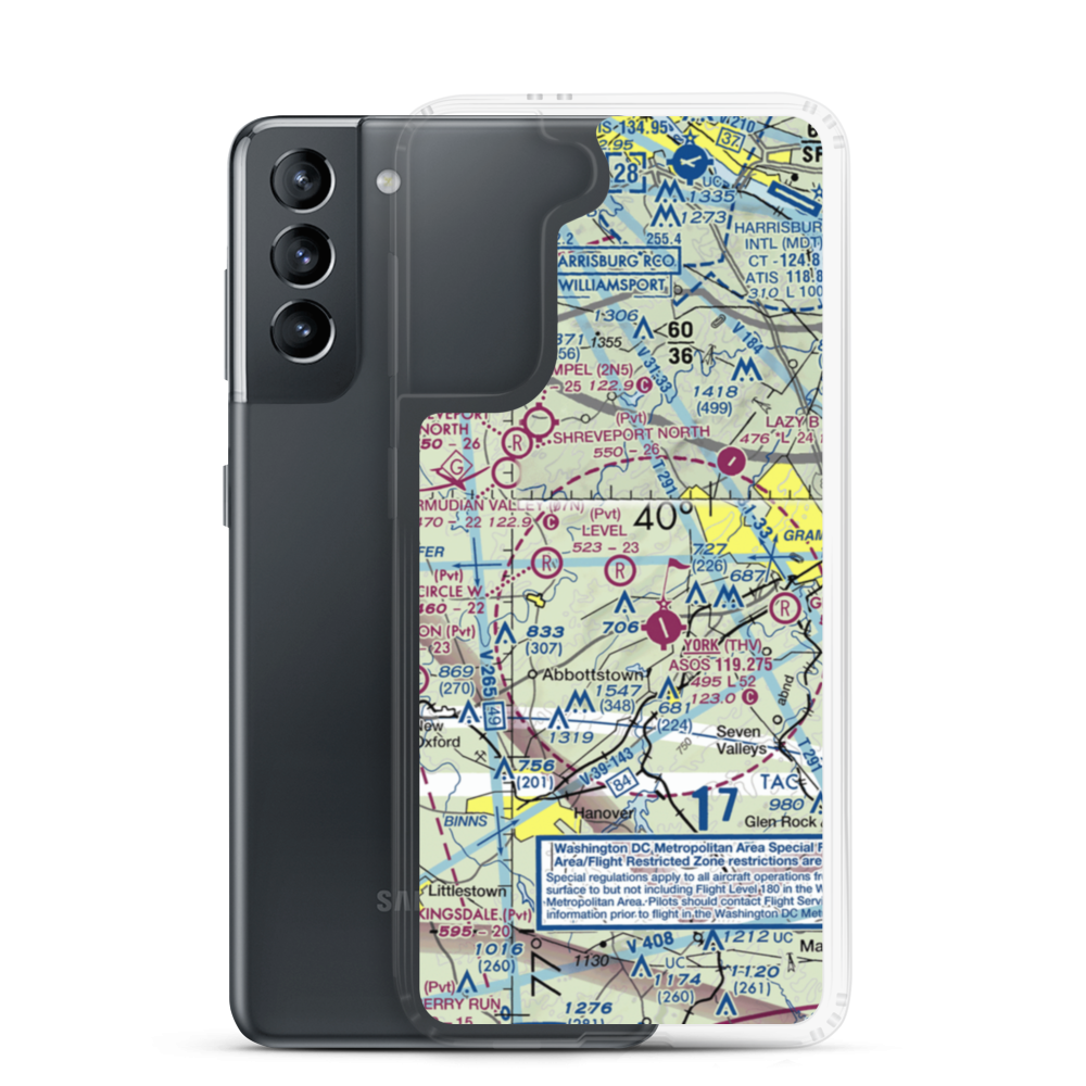 Level Acres Farm Airport (PA84) VFR Sectional Samsung Case Samsung Galaxy S21 model shown