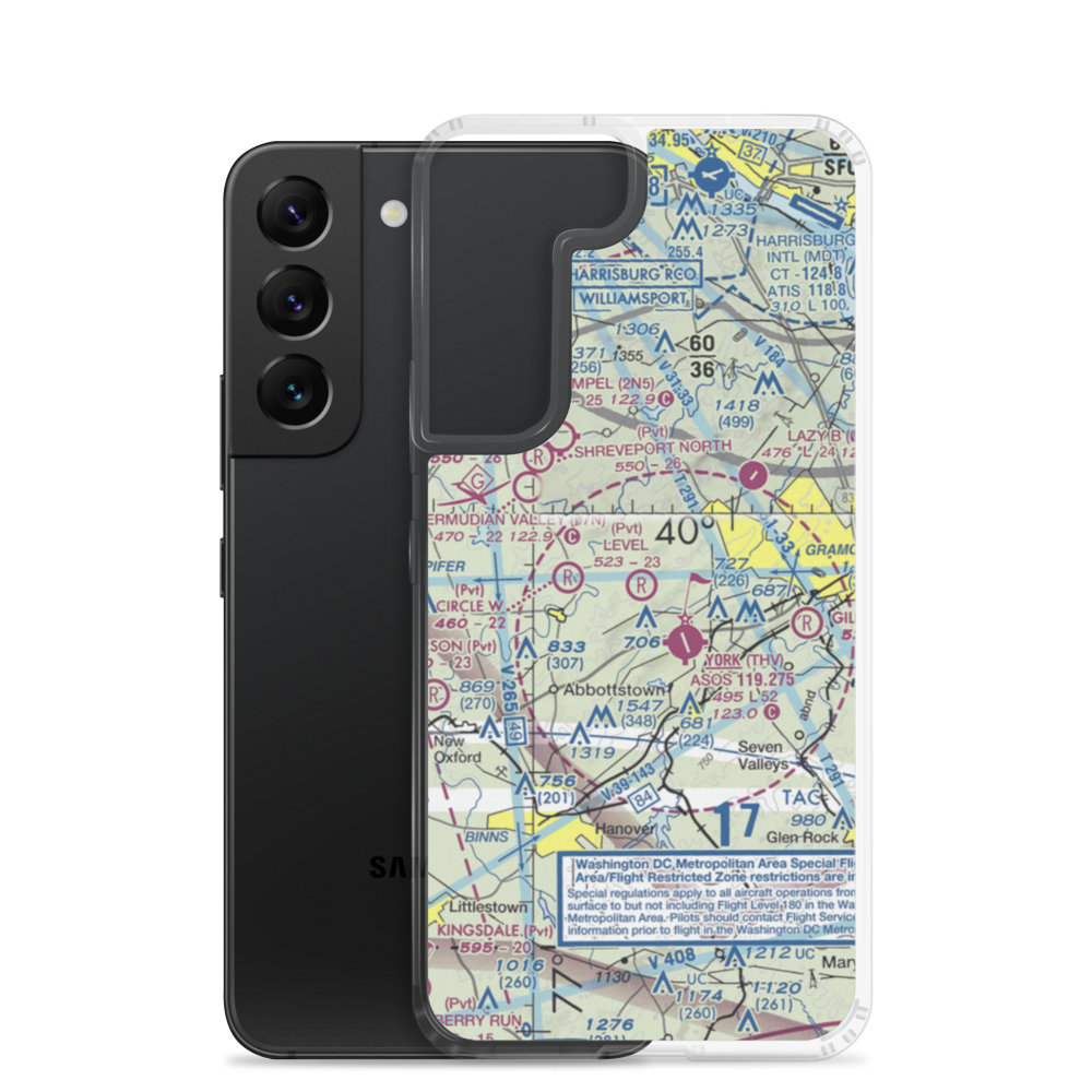 Level Acres Farm Airport (PA84) VFR Sectional Samsung Case Samsung Galaxy S22 model shown