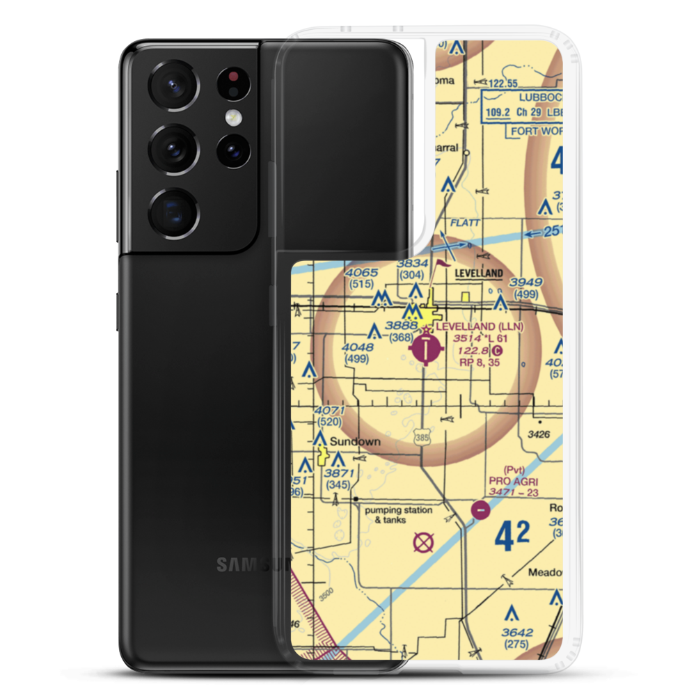Levelland Municipal Airport (LLN) VFR Sectional Samsung Case Samsung Galaxy S21 Ultra model shown