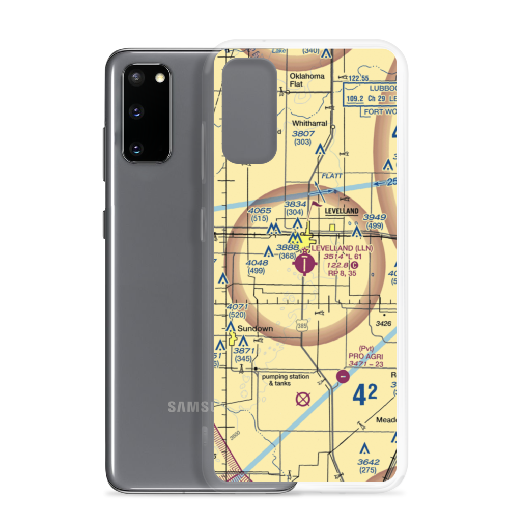 Levelland Municipal Airport (LLN) VFR Sectional Samsung Case Samsung Galaxy S20 model shown