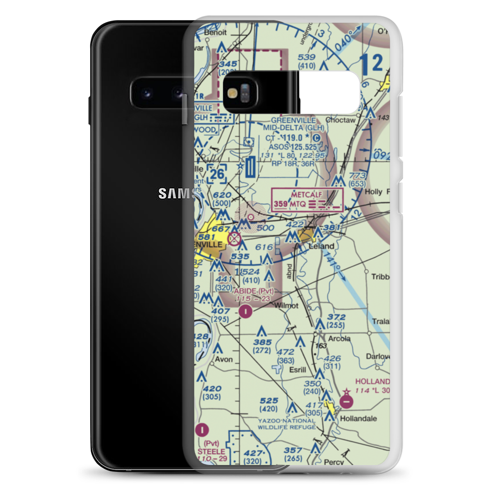 Lewis Air Service Airport (0MS5) VFR Sectional Samsung Case Samsung Galaxy S10+ model shown
