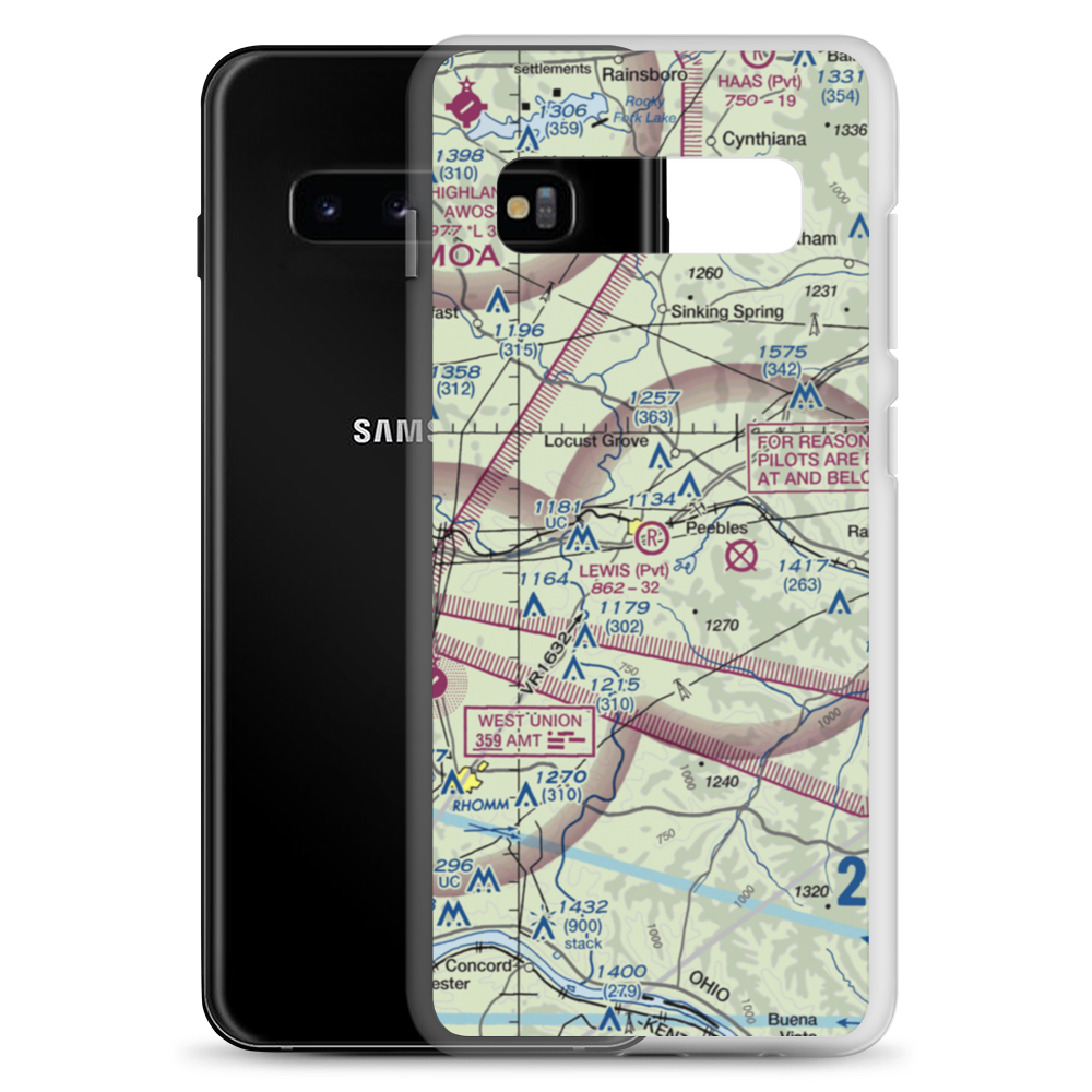 Lewis Airport (1OH9) VFR Sectional Samsung Case Samsung Galaxy S10+ model shown