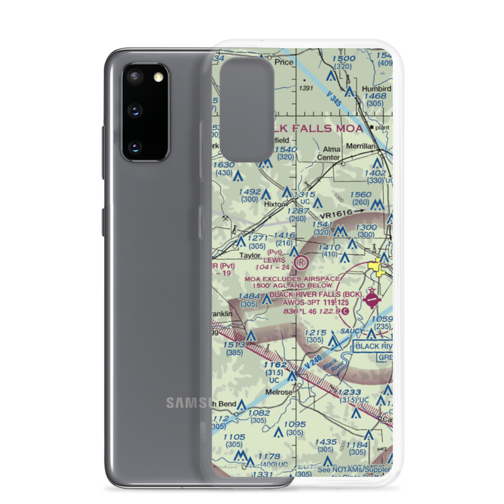 Lewis Airport (7WI4) VFR Sectional Samsung Case Samsung Galaxy S20 model shown
