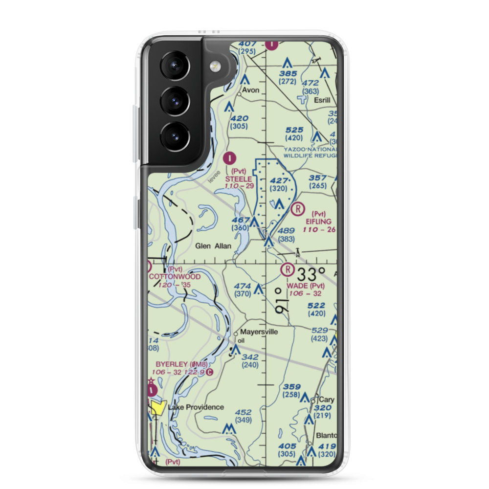 Lewis Airport (MS75) VFR Sectional Samsung Case Samsung Galaxy S21 Plus model shown