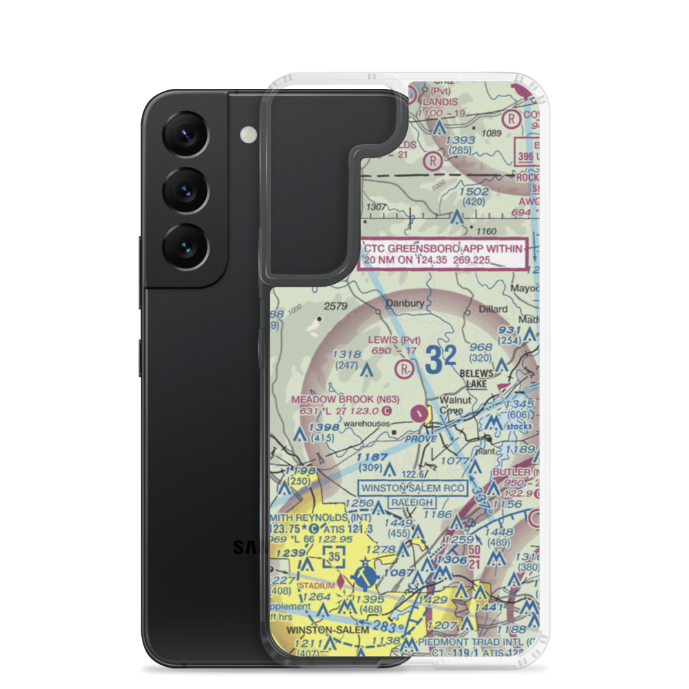 Lewis Airstrip (7NC7) VFR Sectional Samsung Case Samsung Galaxy S22 model shown