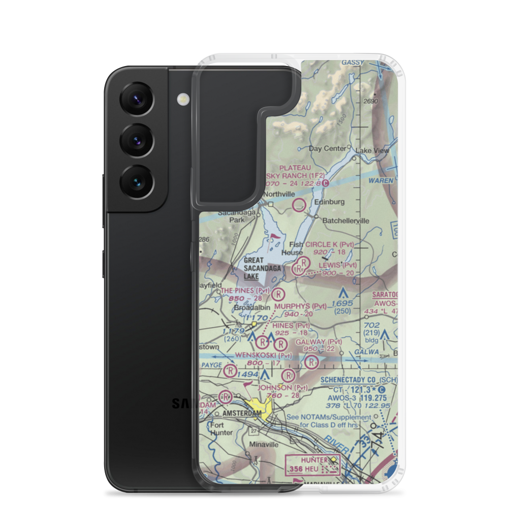 Lewis Field (NY66) VFR Sectional Samsung Case Samsung Galaxy S22 model shown