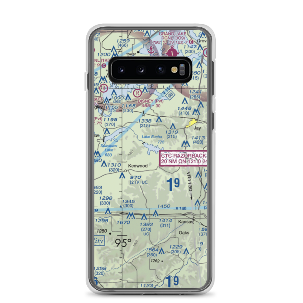 Lewis North Airport (62OK) VFR Sectional Samsung Case Samsung Galaxy S10 model shown