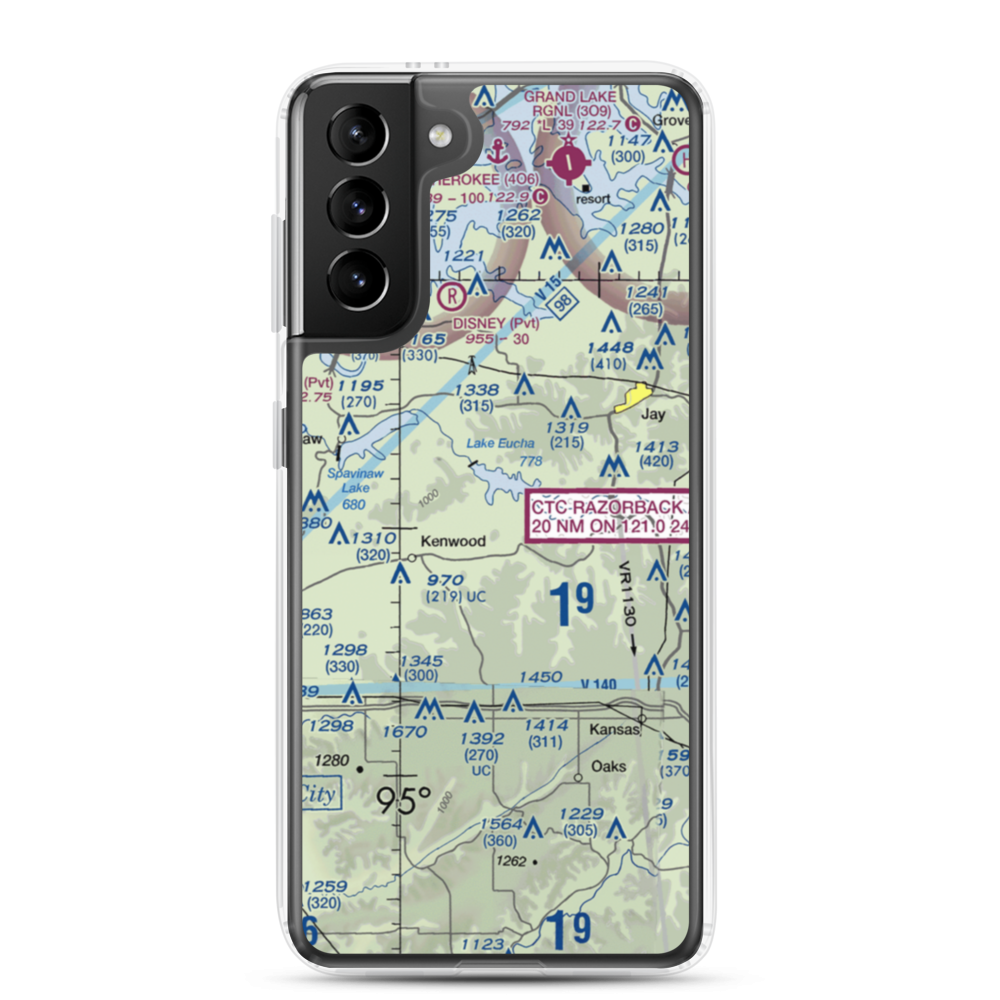 Lewis North Airport (62OK) VFR Sectional Samsung Case Samsung Galaxy S21 Plus model shown