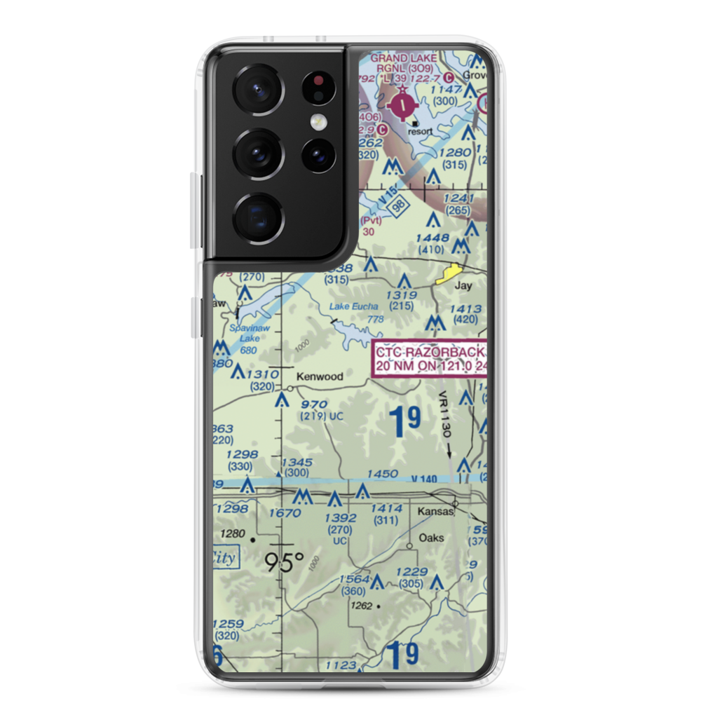 Lewis North Airport (62OK) VFR Sectional Samsung Case Samsung Galaxy S21 Ultra model shown