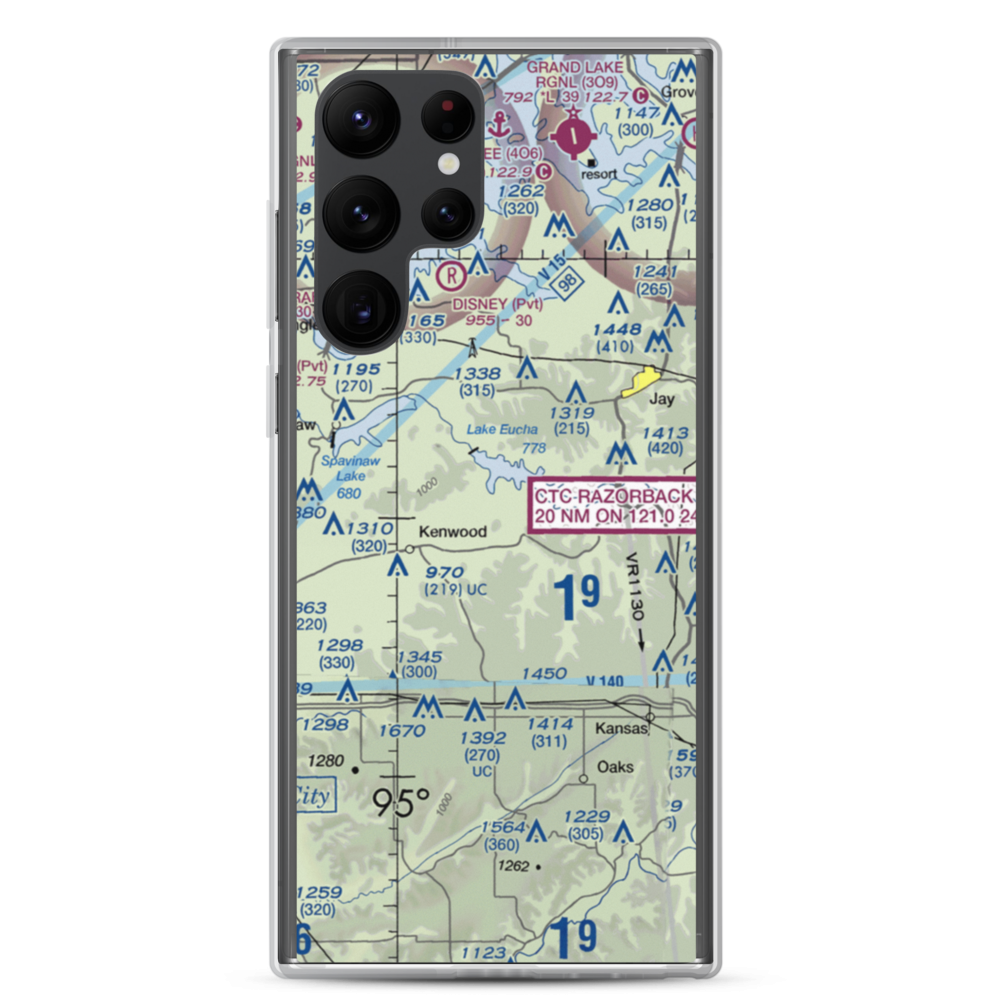 Lewis North Airport (62OK) VFR Sectional Samsung Case Samsung Galaxy S22 Ultra model shown