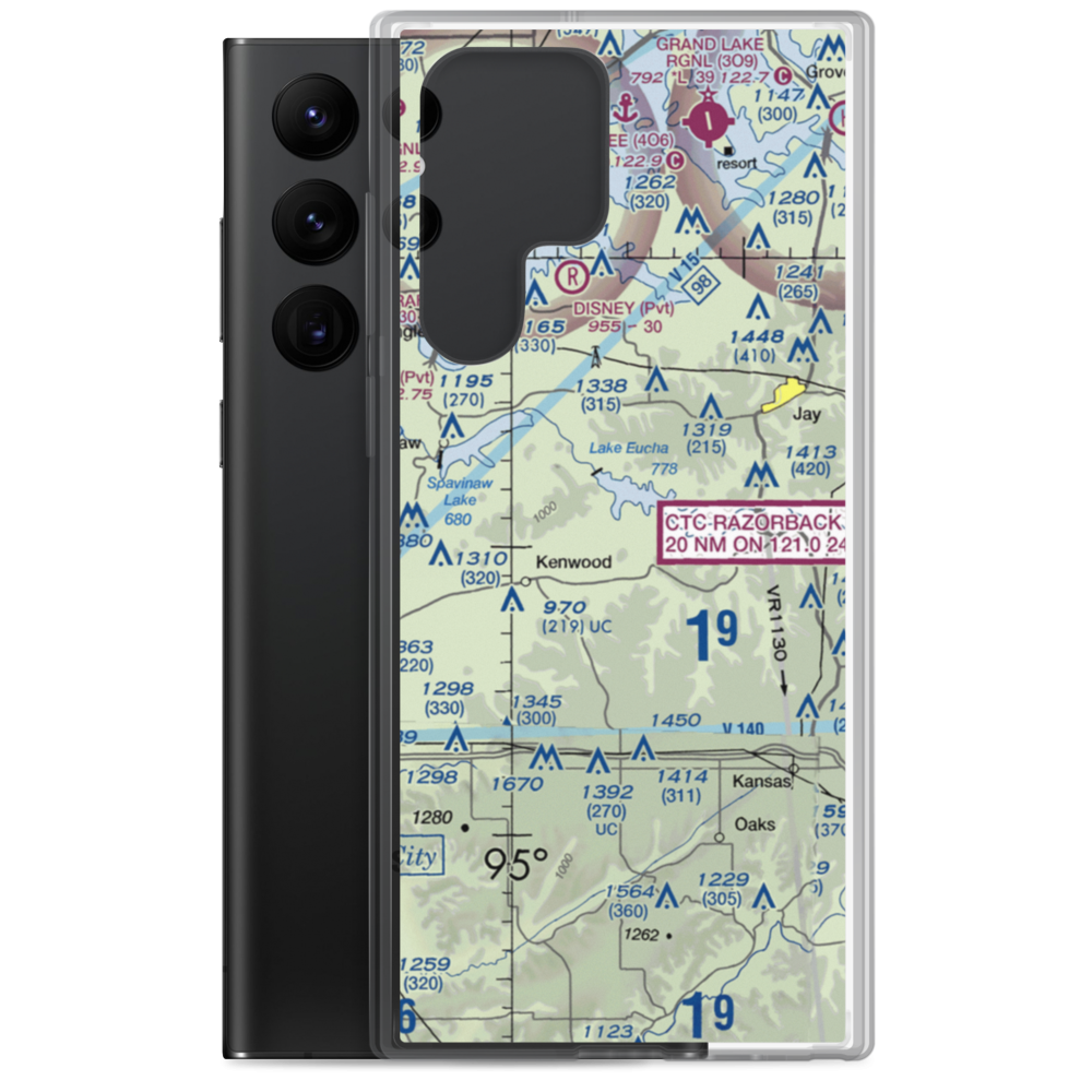 Lewis North Airport (62OK) VFR Sectional Samsung Case Samsung Galaxy S22 Ultra model shown
