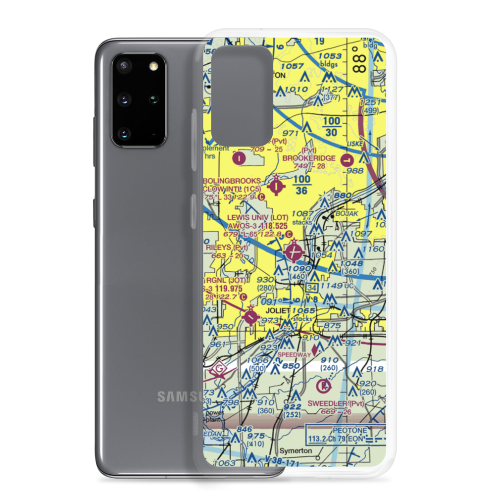 Lewis University Airport (LOT) VFR Sectional Samsung Case Samsung Galaxy S20 Plus model shown