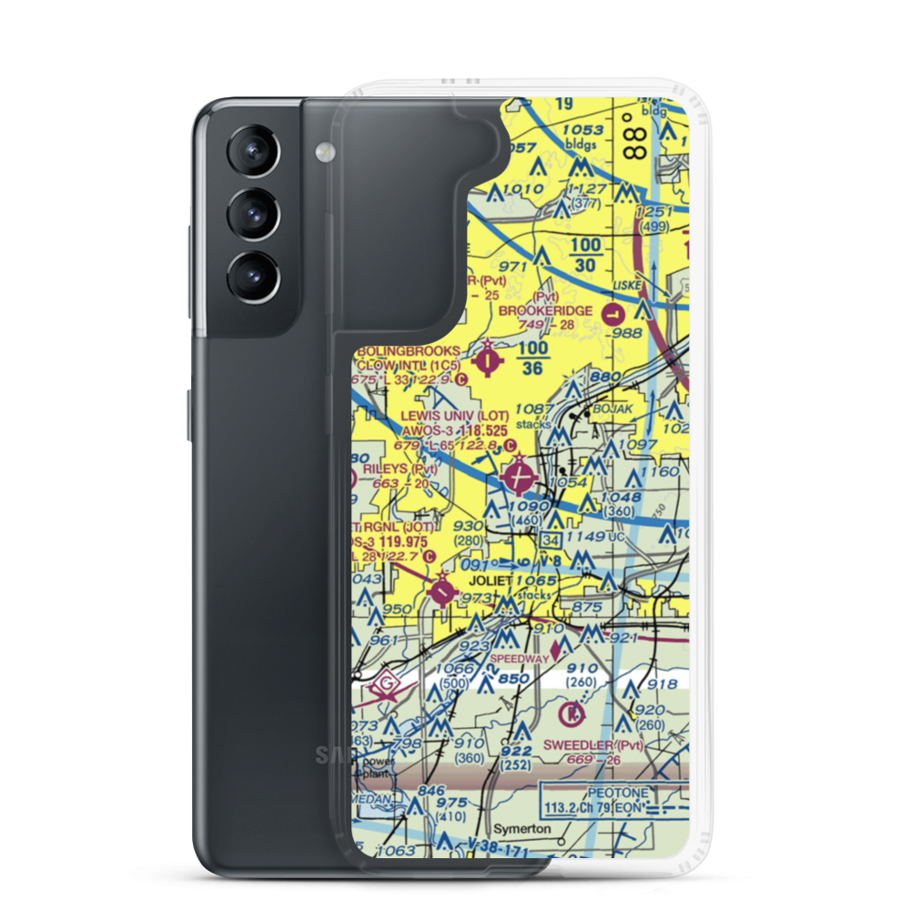 Lewis University Airport (LOT) VFR Sectional Samsung Case Samsung Galaxy S21 model shown
