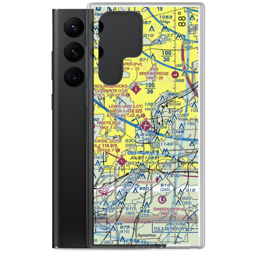 Lewis University Airport (LOT) VFR Sectional Samsung Case Samsung Galaxy S22 Ultra model shown