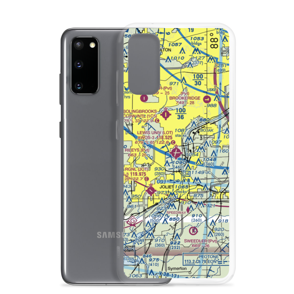 Lewis University Airport (LOT) VFR Sectional Samsung Case Samsung Galaxy S20 model shown