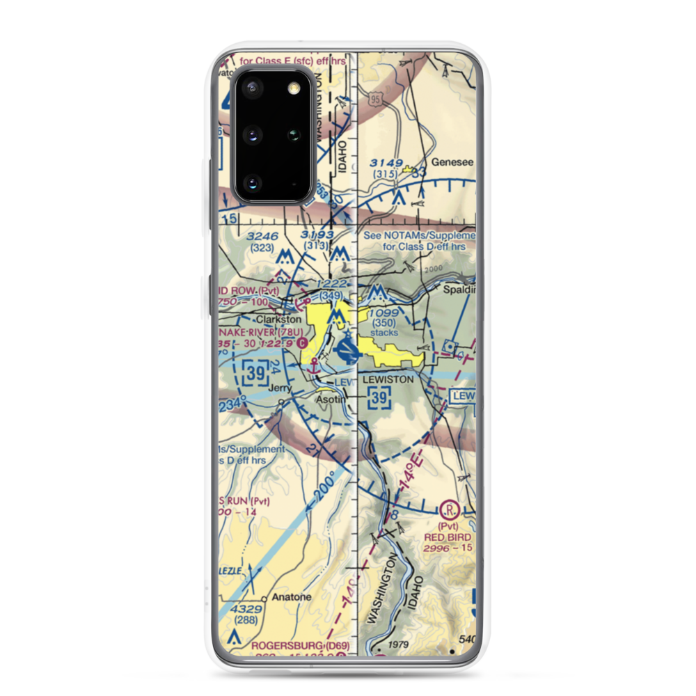Lewiston Nez Perce County Airport (LWS) VFR Sectional Samsung Case Samsung Galaxy S20 Plus model shown